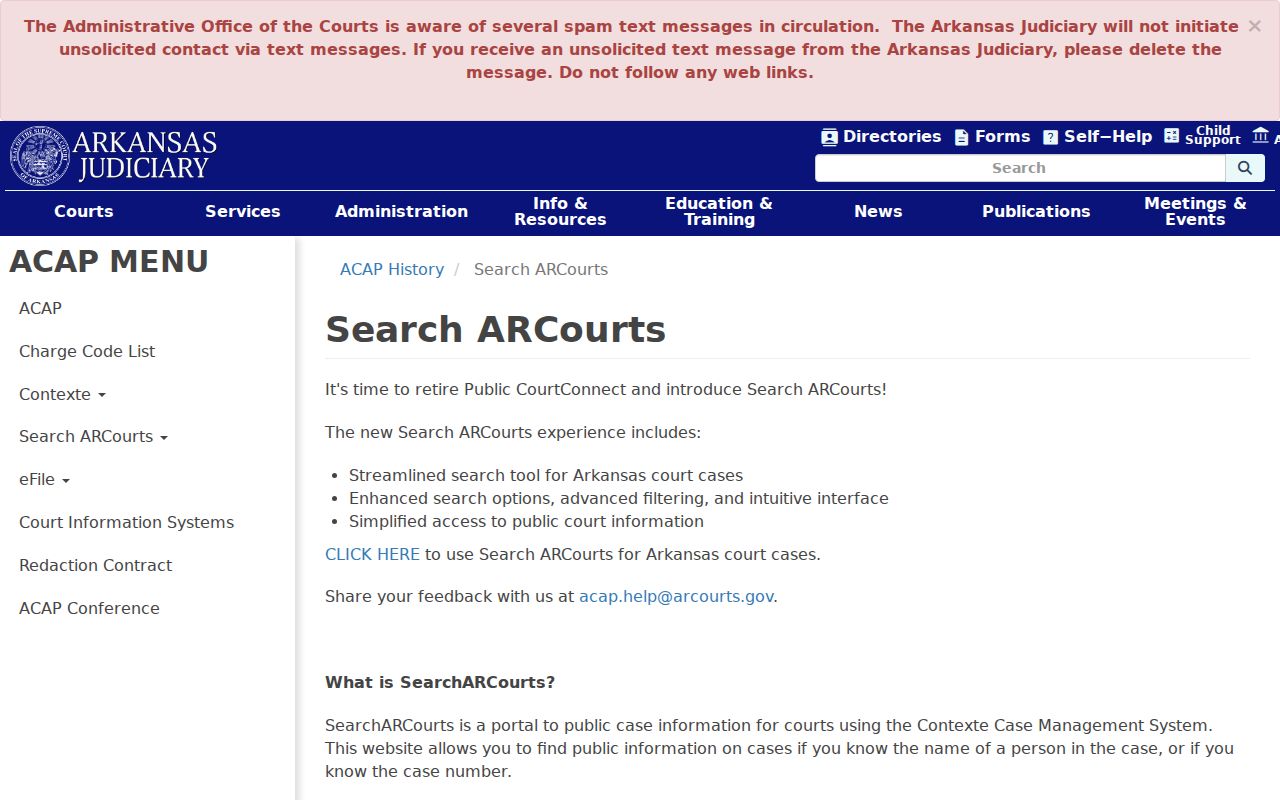 Columbia County criminal court case Search ARCourts explanation