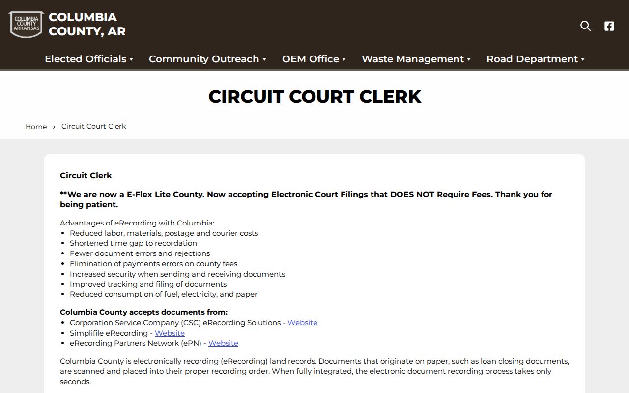 Columbia County criminal court case Circuit Clerk source