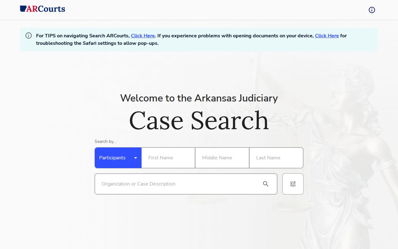 Columbia County criminal court case Search ARCourts interface