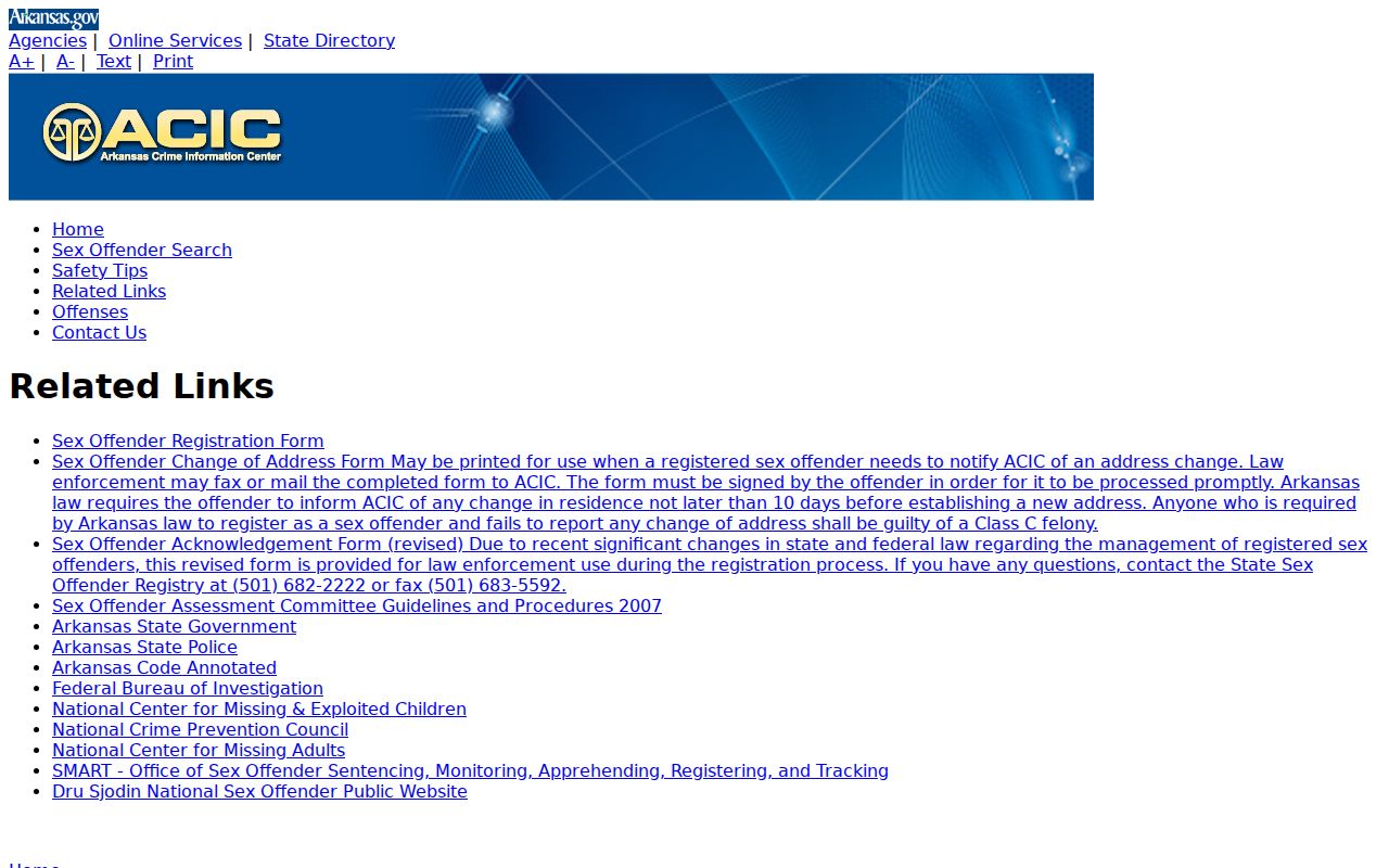 Columbia County sex offender registry ACIC links source